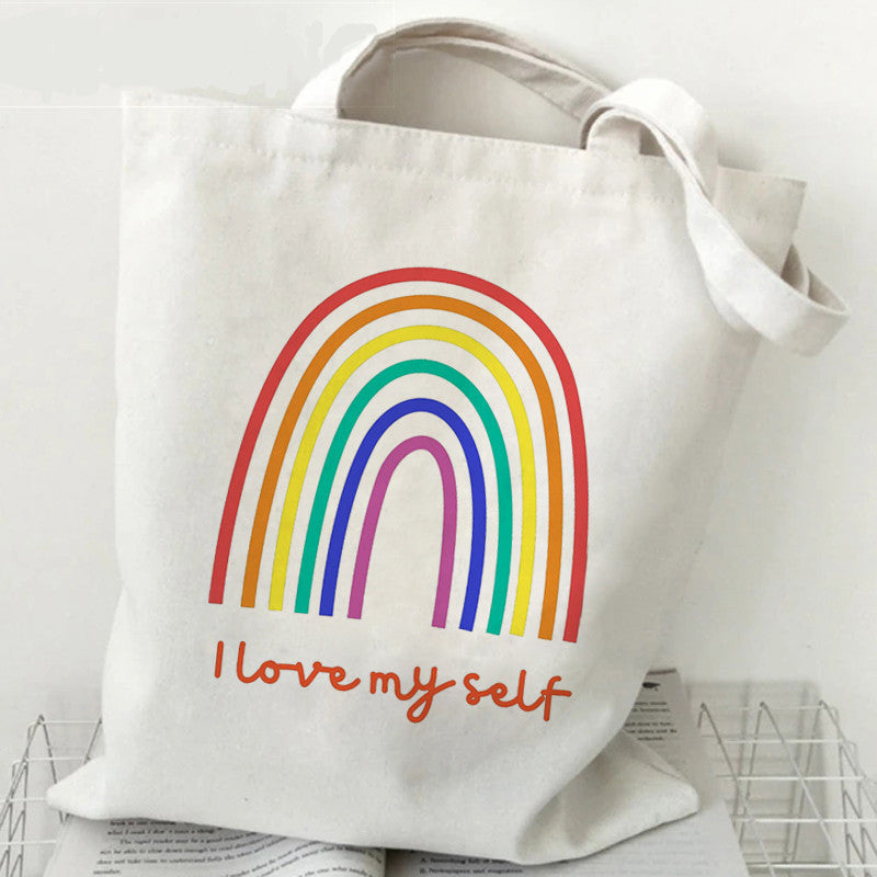 Wholesale Lgbt Love is Loves Rainbow Print Canvas Bag