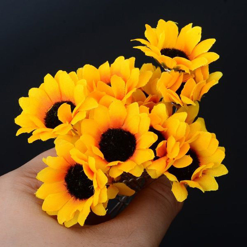 Wholesale Silk Cloth Imitation Sunflower Pin U-shaped Hair Fork