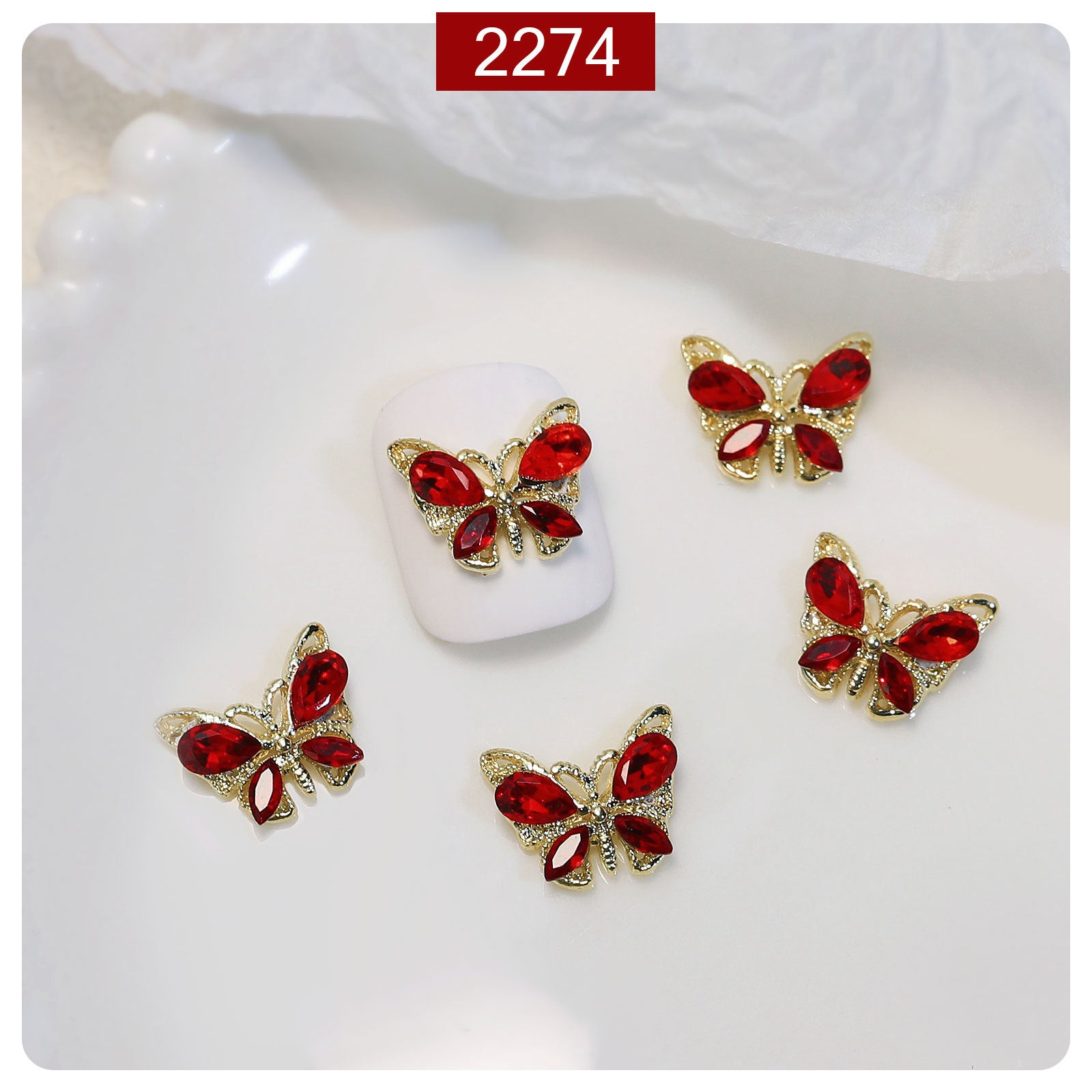Wholesale Crystal Butterfly Zircon Resin Nail Stickers Accessories