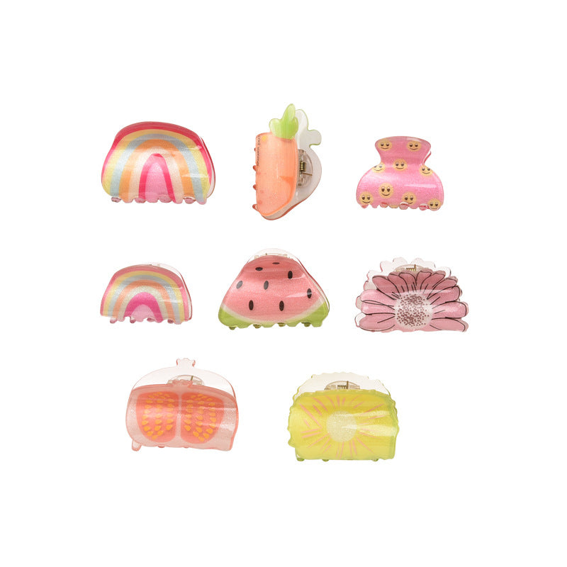 Wholesale 6pcs Acrylic Kids Fruit Rainbow Grab Clips