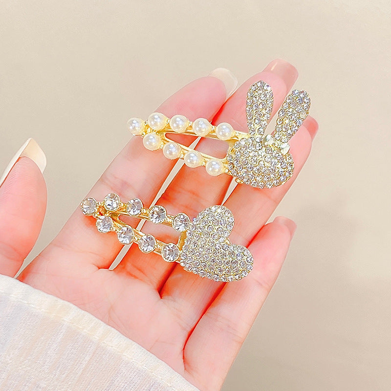 Wholesale Rhinestone Heart Bunny Metal Hair Clips