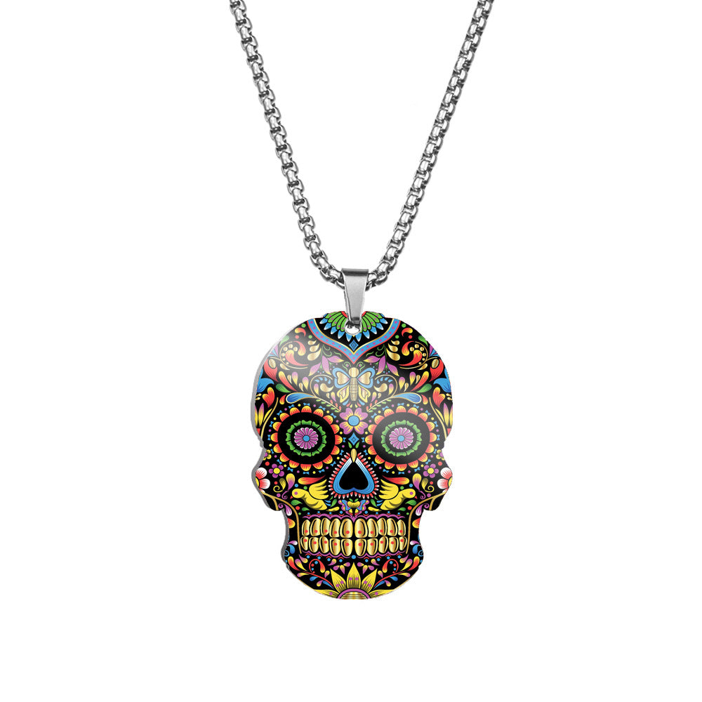 Wholesale Skull Colorful Titanium Necklace