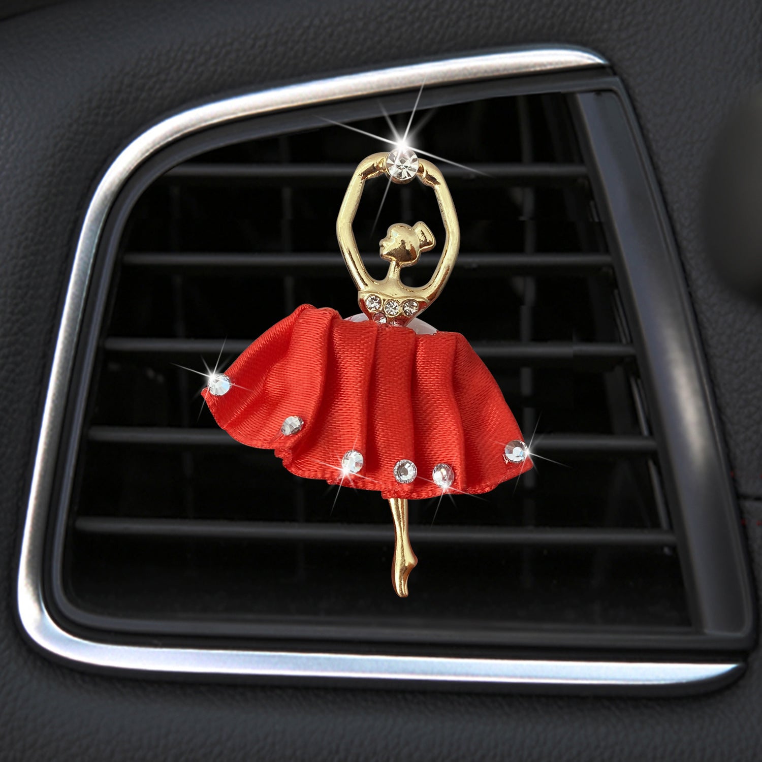 Venta al por mayor Diamond Ballerina Girl Car Perfume Clip Decoración