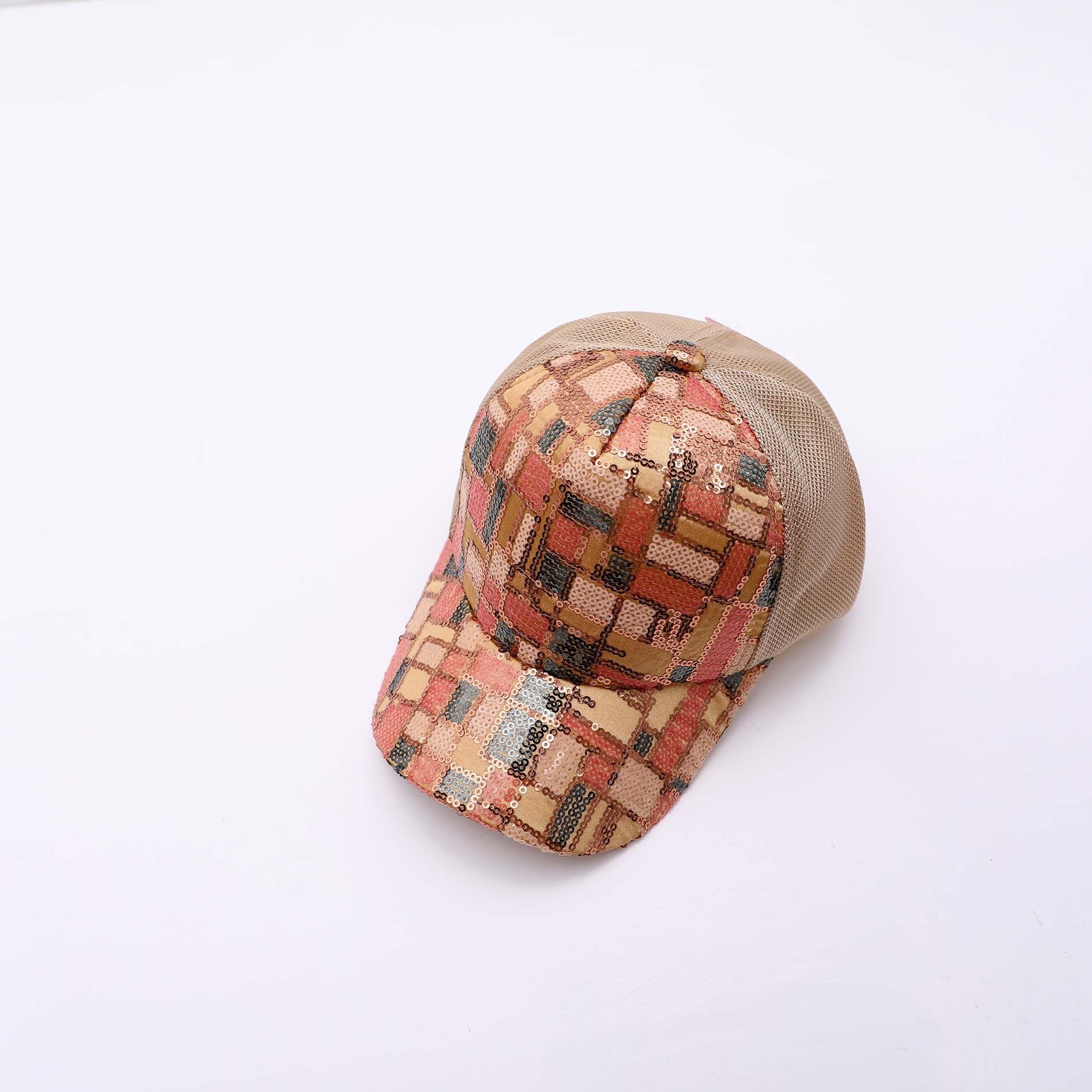 Capilla de malla de béisbol de algodón de algodón de lentejuelas al por mayor para niños