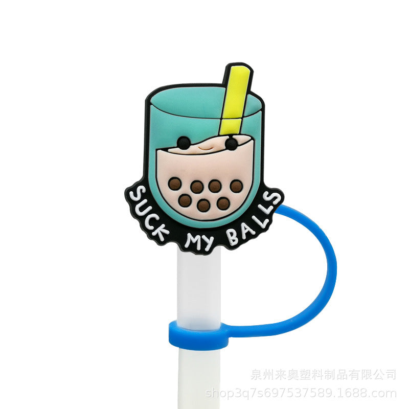 Wholesale 10PCS Cartoon Beverage Silicone Straw Tube Cap