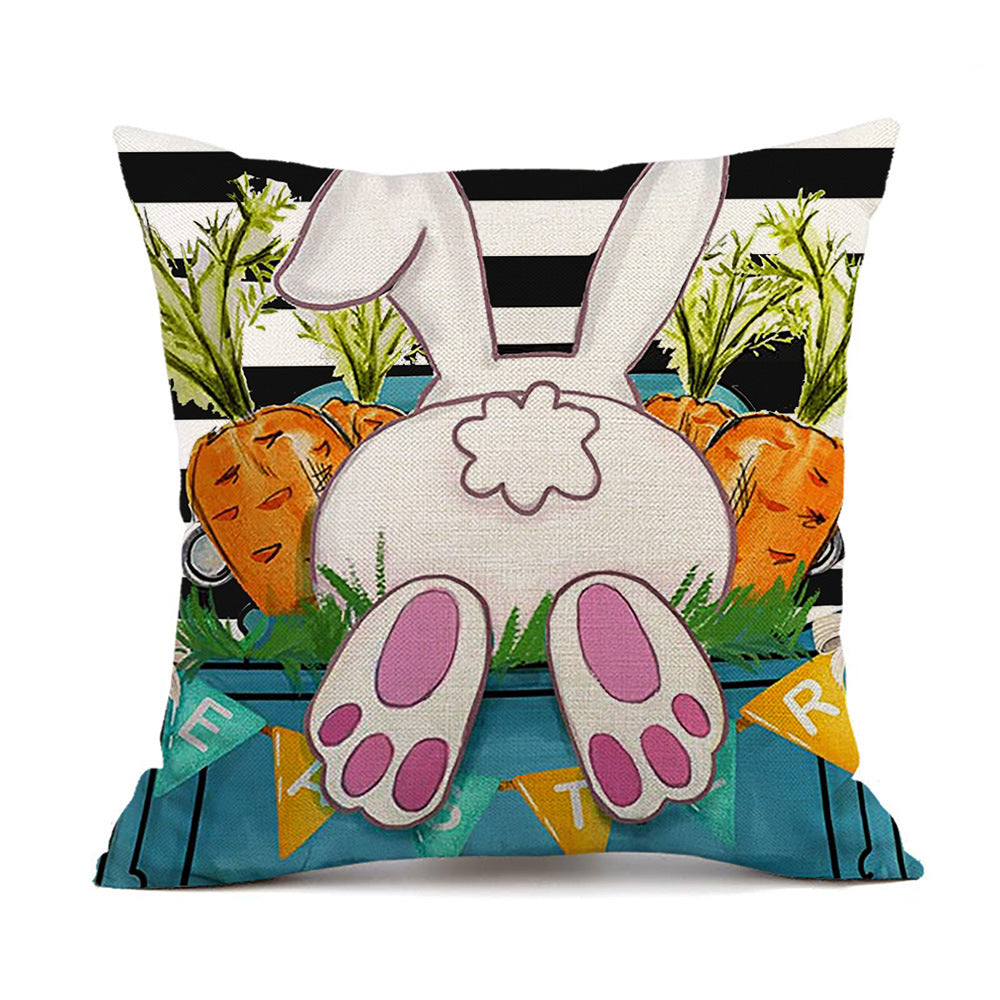 Comercio al por mayor Pascua camión huevo conejito impresión lino tiro funda de almohada