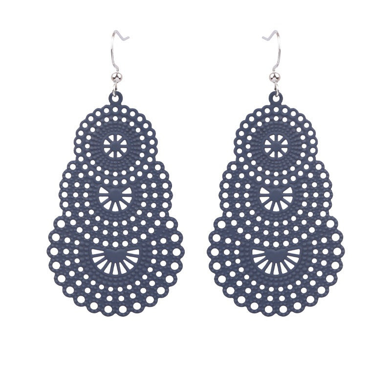 Wholesale Water Drop Gourd Shape Hollow Color Alloy Earrings