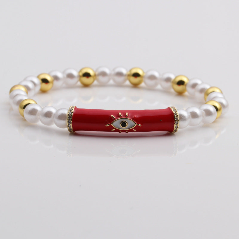 Venta al por mayor Pulsera de cuentas de cobre multicolor Devil's Eye