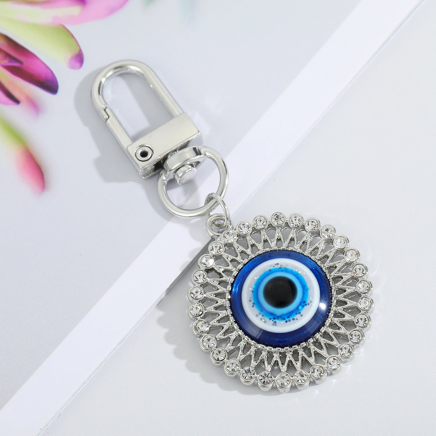 Wholesale 5PCS Devil Eye Oil Drip Keychain