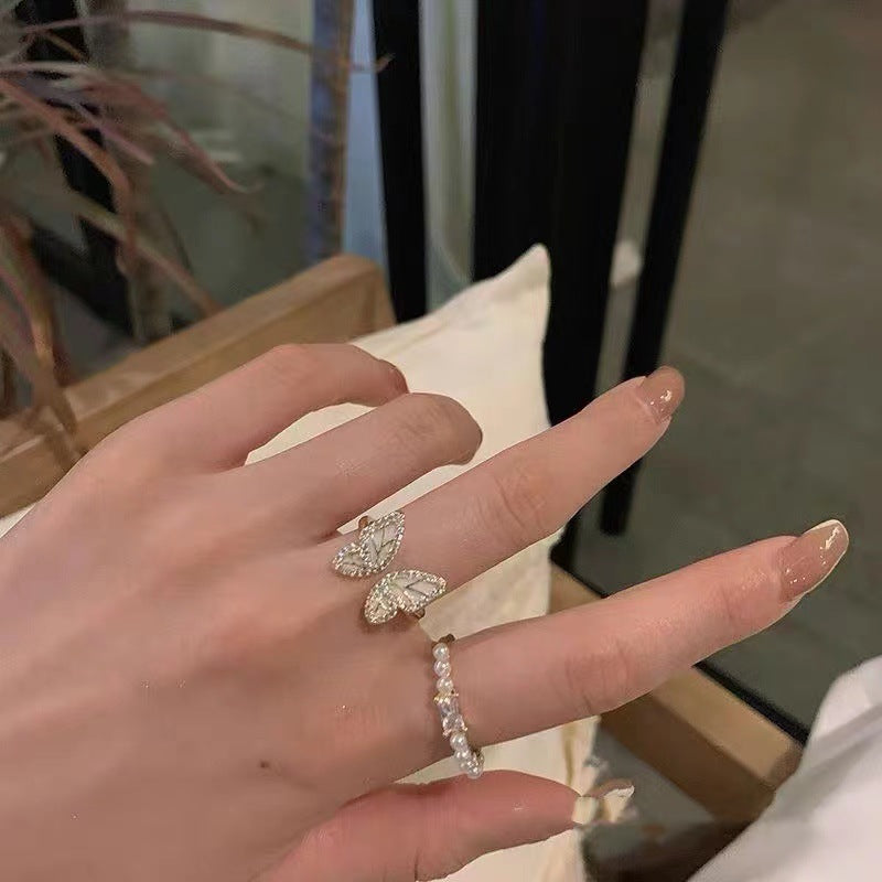 Wholesale Butterfly Pearl Opening Alloy Rings