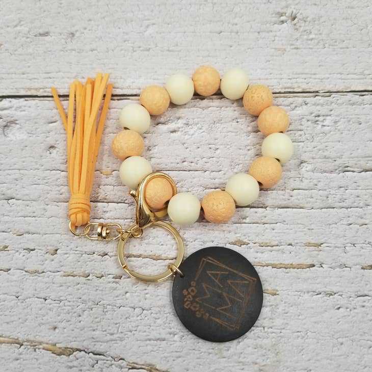 Wholesale 5pcs/pack MAMA Mother's Day Leopard Tassel Silicone Beaded Wrist Keychain