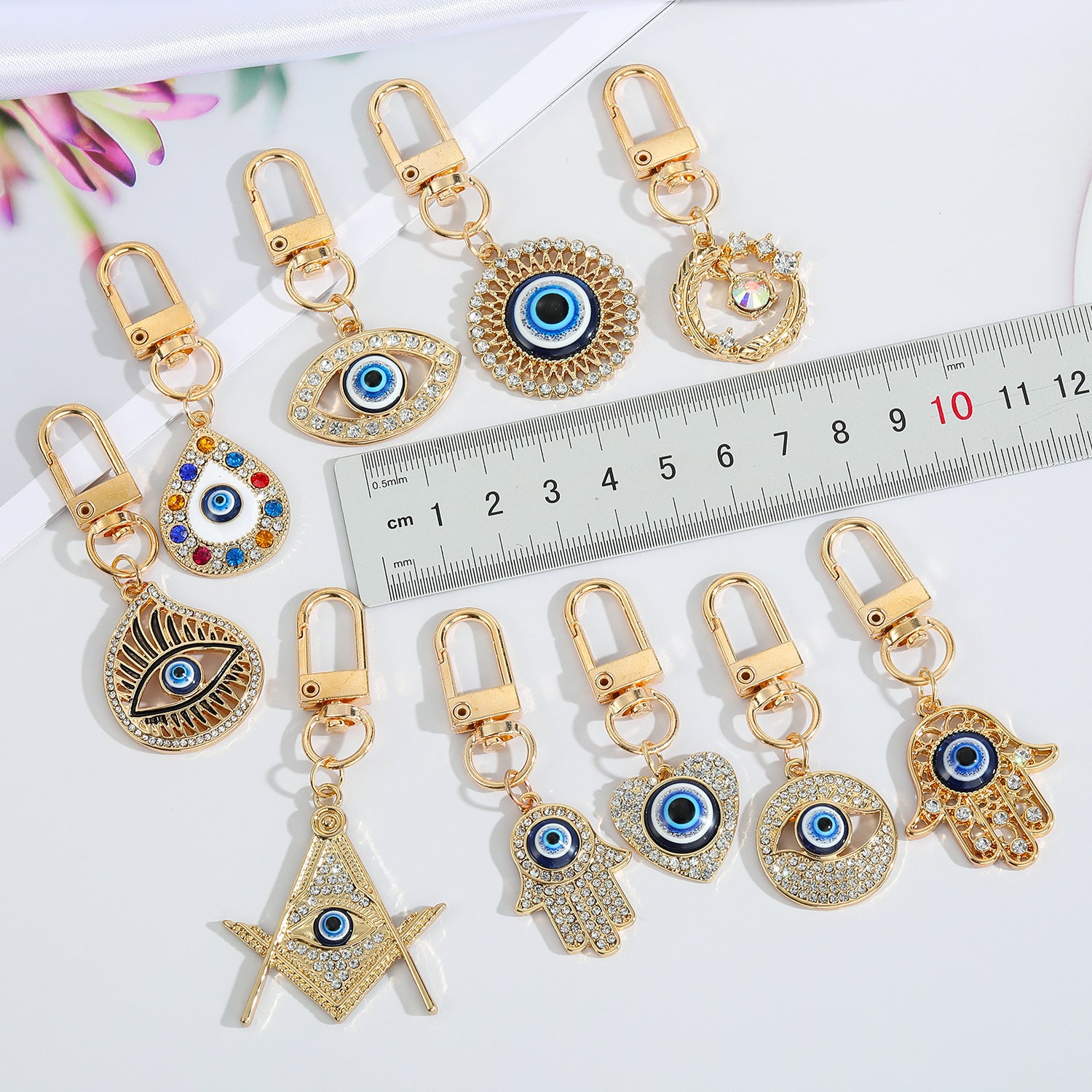 Wholesale 5PCS Devil Eye Oil Drip Keychain