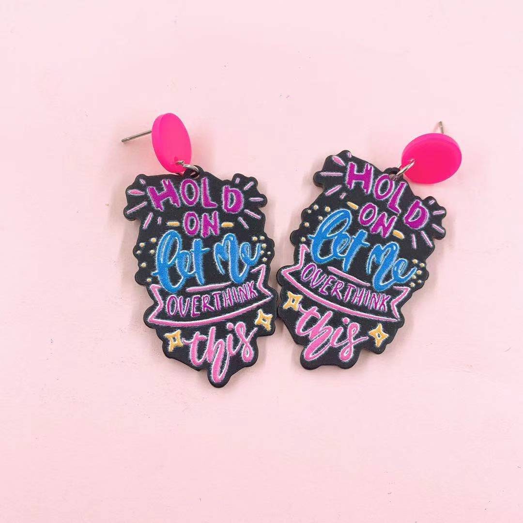 Wholesale Frosted Acrylic Printed Earrings