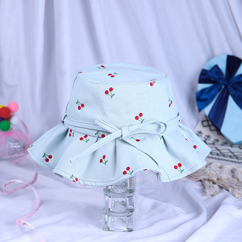 Sombrero de pescador para niños con volantes y lazo de algodón al por mayor