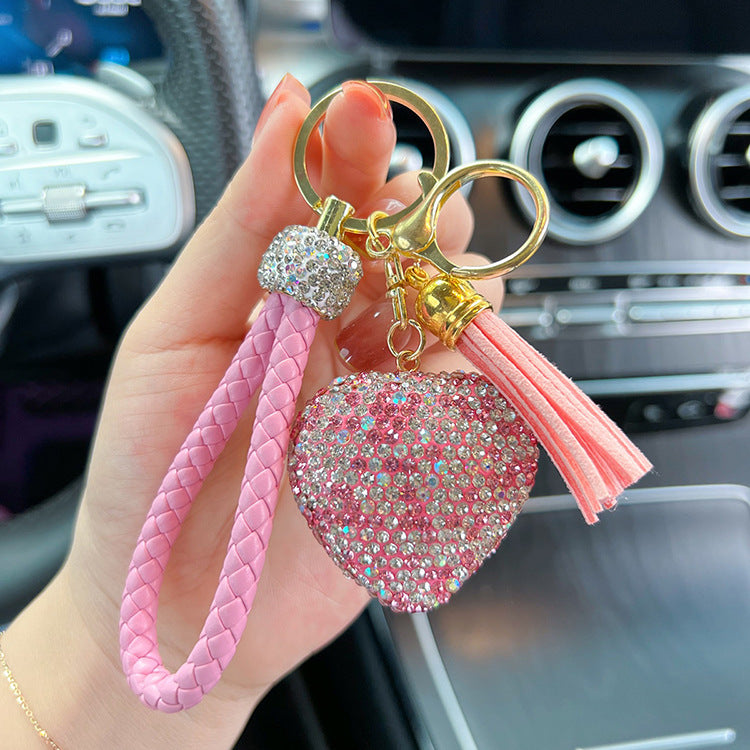 Wholesale Clay Inlaid Diamond Love Key Chain