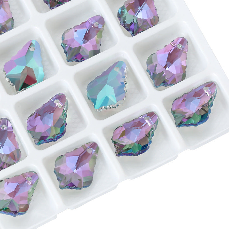 Al por mayor 12 piezas/paquete de 11 × 16 mm de mapas de arce de cristal cuentas de colgante