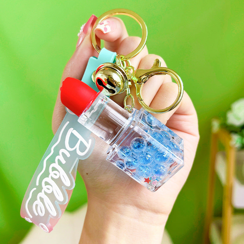 Wholesale Oil Infused Bubble Bead Lipstick Acrylic Keychains