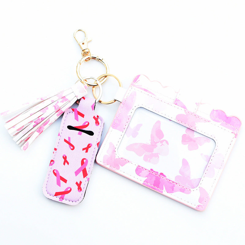 Wholesale Cactus Leopard Print Rose Flower Lipstick Set Card Holder Keychain