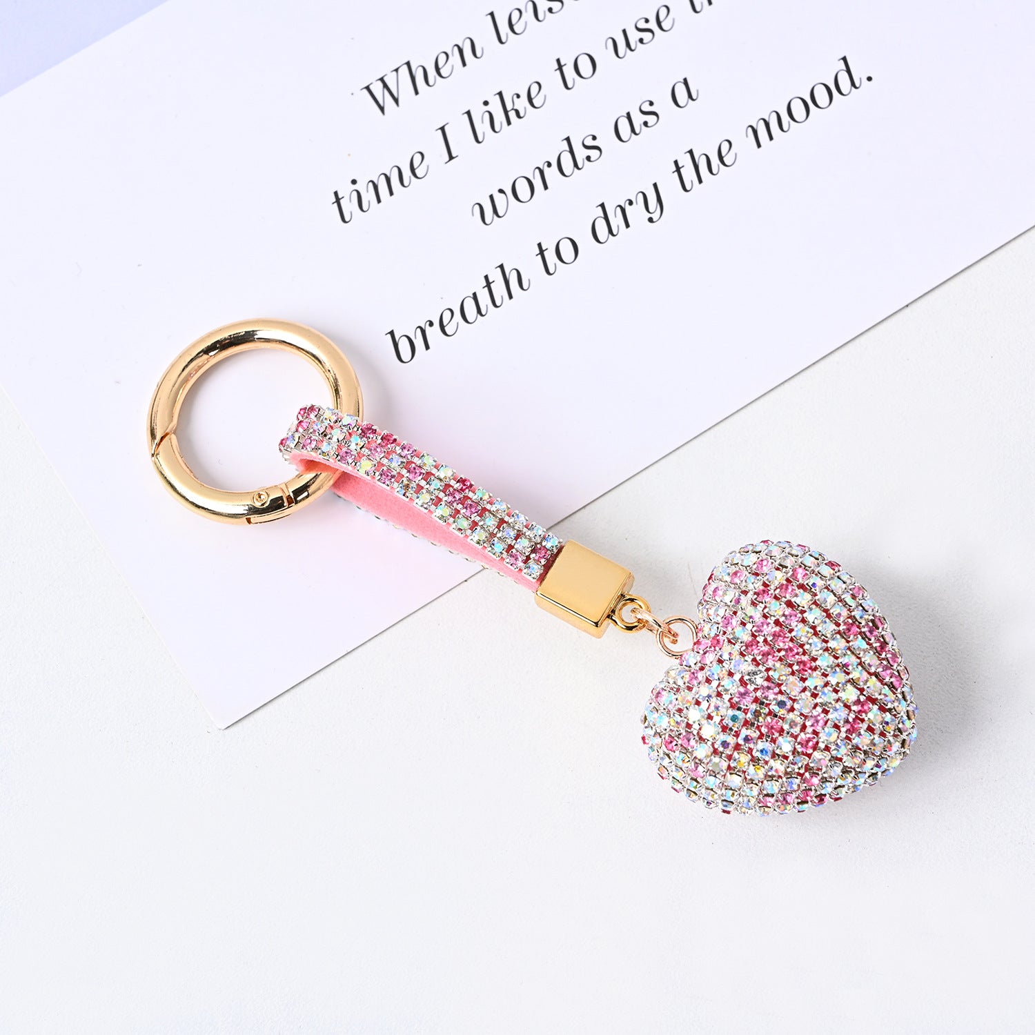 Wholesale PU Diamond Crystal Peach Heart Love Keychain