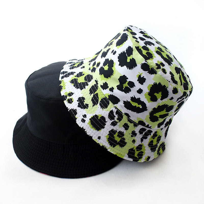 Sombrero de cubo reversible de estampado de leopardo de poliéster al por mayor