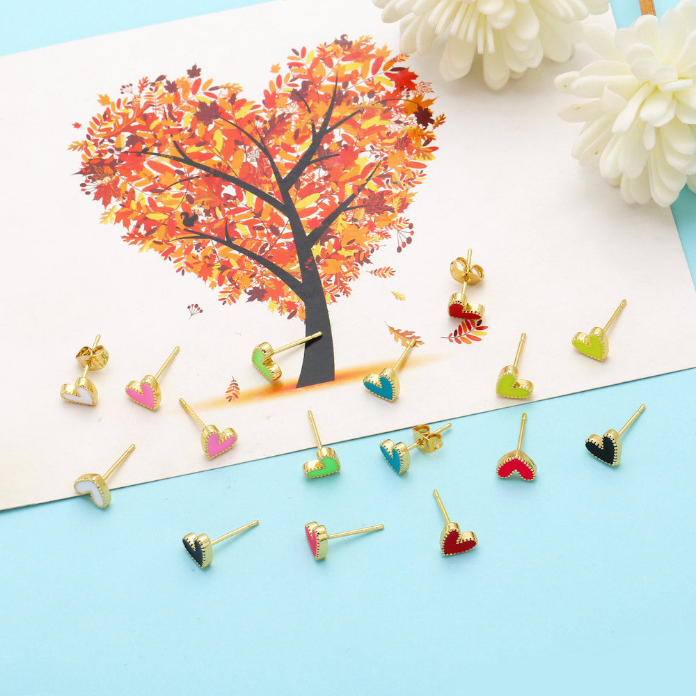 Wholesale Small Heart Gold Plated Copper Ear Studs
