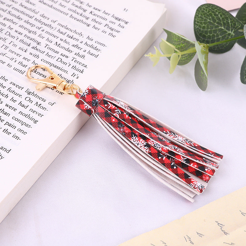 Wholesale PU Pattern Snake Keychain Tassel Pendant