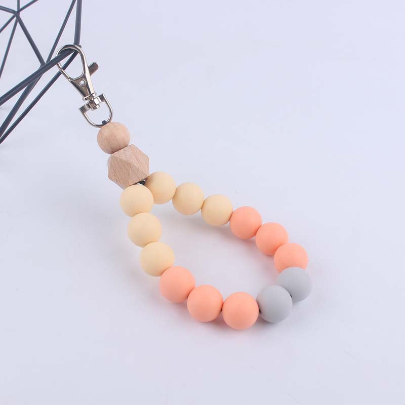 Wholesale Colorful Silicone Beaded Wrist Keychain