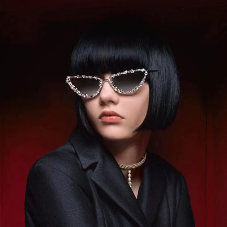 Wholesale PC Cat Eyes with Diamond Sunglasses