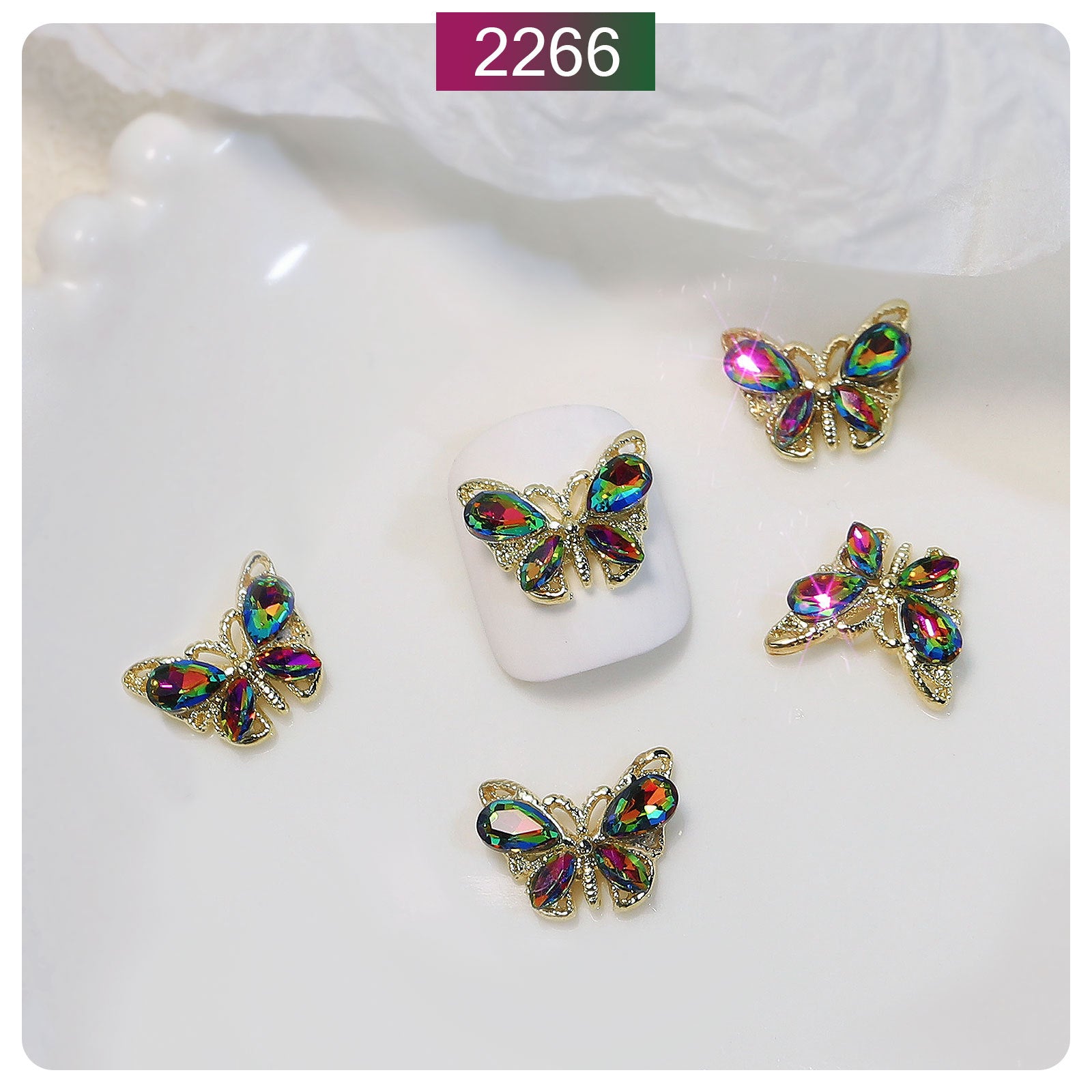 Wholesale Crystal Butterfly Zircon Resin Nail Stickers Accessories