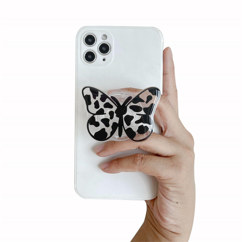 Tenedor plegable retráctil al por mayor del teléfono de la flor de mariposa del gato negro de acrílico