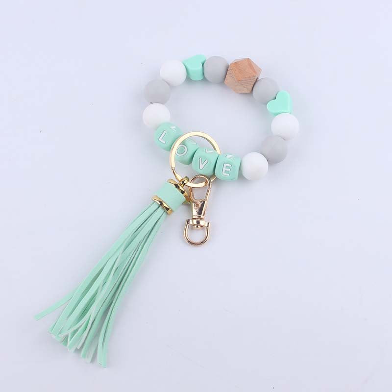 Wholesale Tassel Leather PU Silicone Beaded Wrist Keychains
