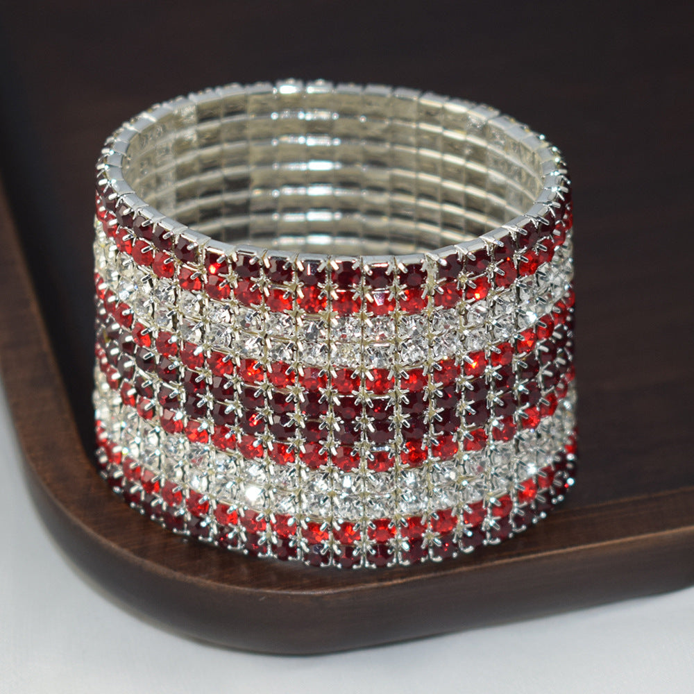 Conjunto de pulsera en capas de diamantes de imitación de cristal elástico al por mayor