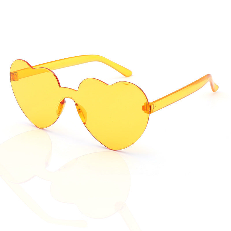 Wholesale Plastic Rimless Heart Shaped One Piece Sunglasses Kids Glasses