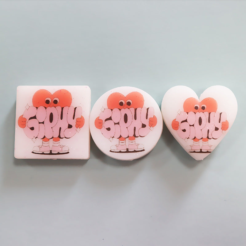 Wholesale Nightlight Printing Valentine's Day One Set Silicone Printing Beads