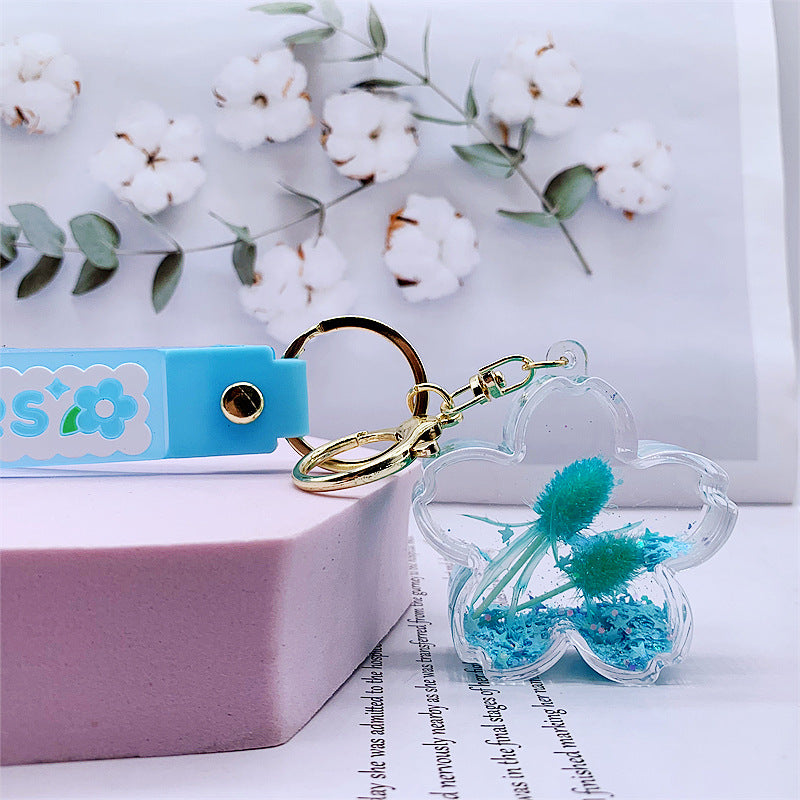 Comercio al por mayor acrílico aceitado flor de cerezo llavero creativo