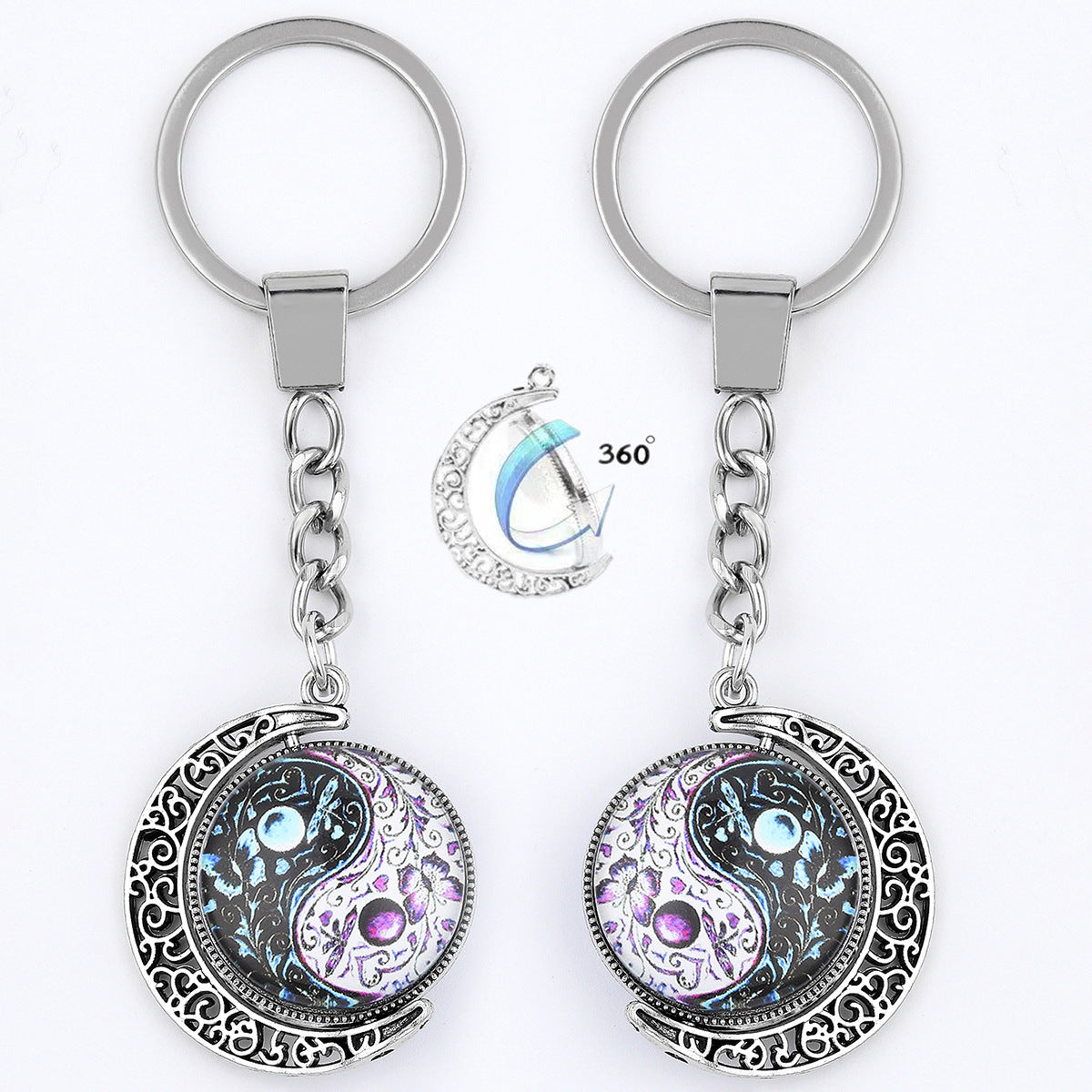 Mariposa al por mayor Yin Yin Yang Tai Chi Keychain de metal rotable
