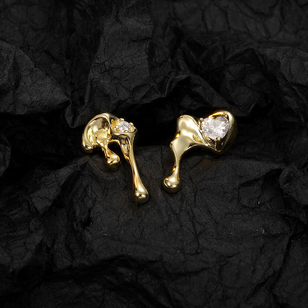 Wholesale Heart Ruffle Ear Studs Copper Earrings