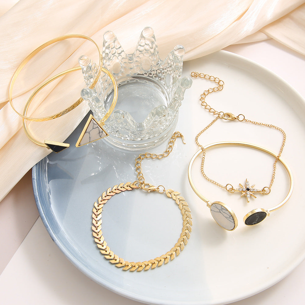 Wholesale Octagonal Arrow Alloy Bracelet Set of 5