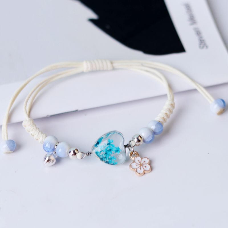 Flores secas al por mayor Love el corazón brazalete en forma de corazón