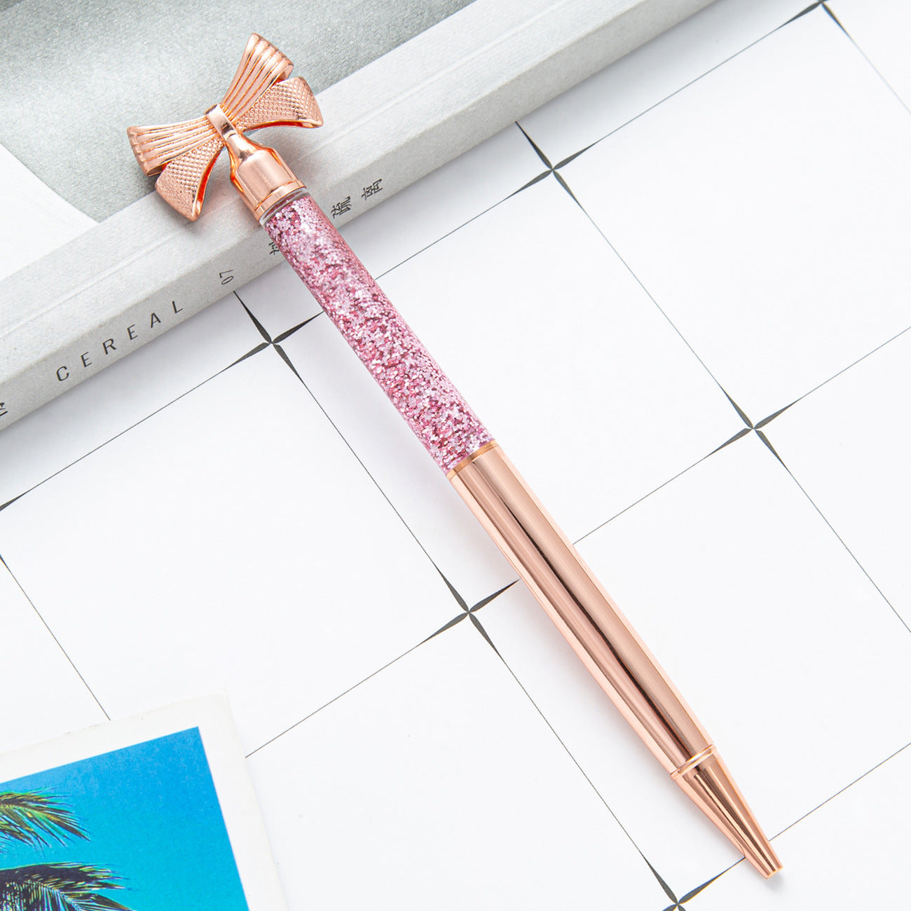 Wholesale Gold Pink Bow Metal Ballpoint Pen