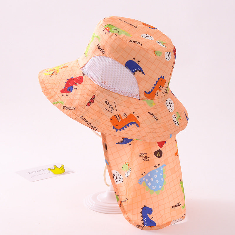 Venta al por mayor de sombreros de pescador de niños de dinosaurio de dibujos animados de algodón