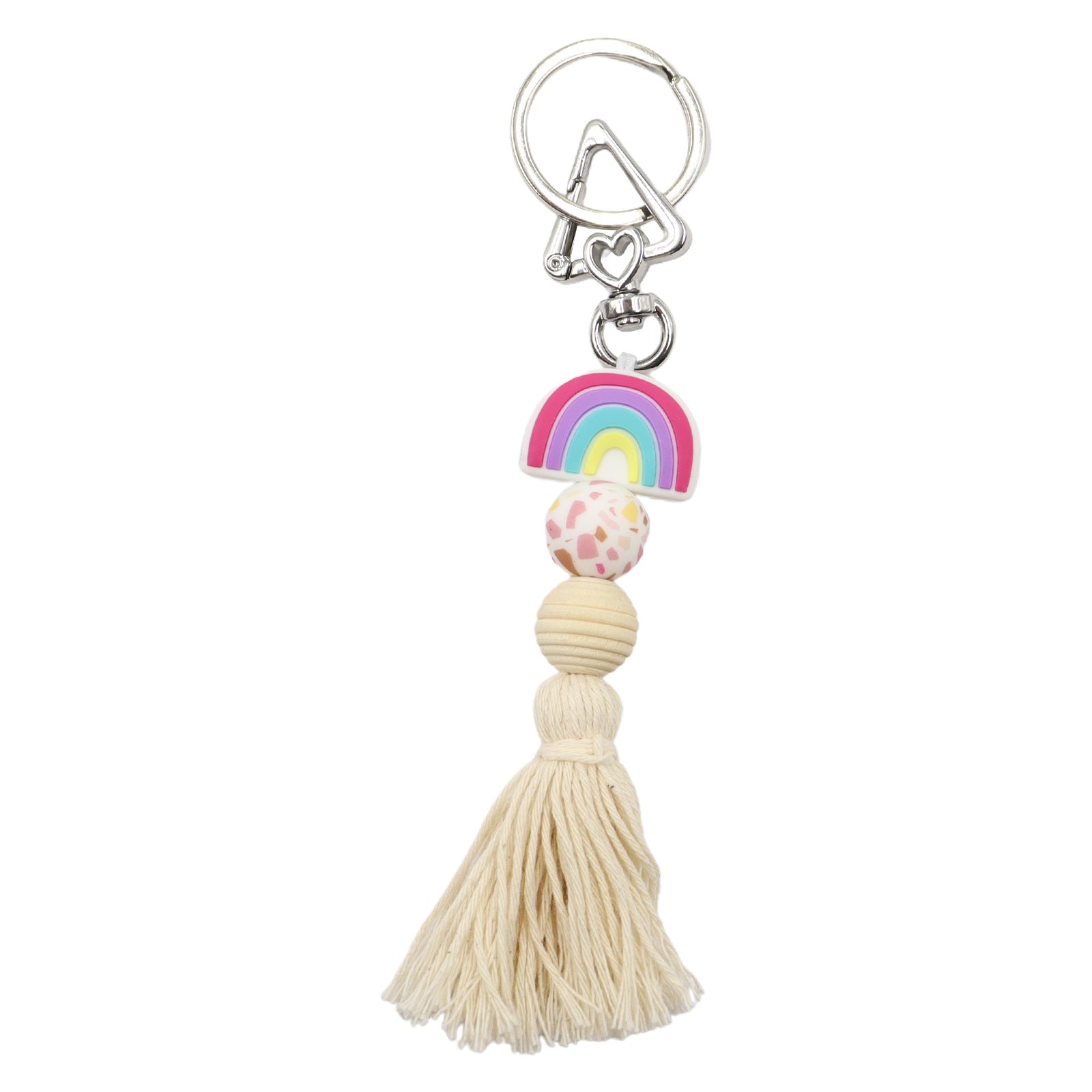 Wholesale Badge Reels Silicone Beaded Rainbow Tassels retractable keychain