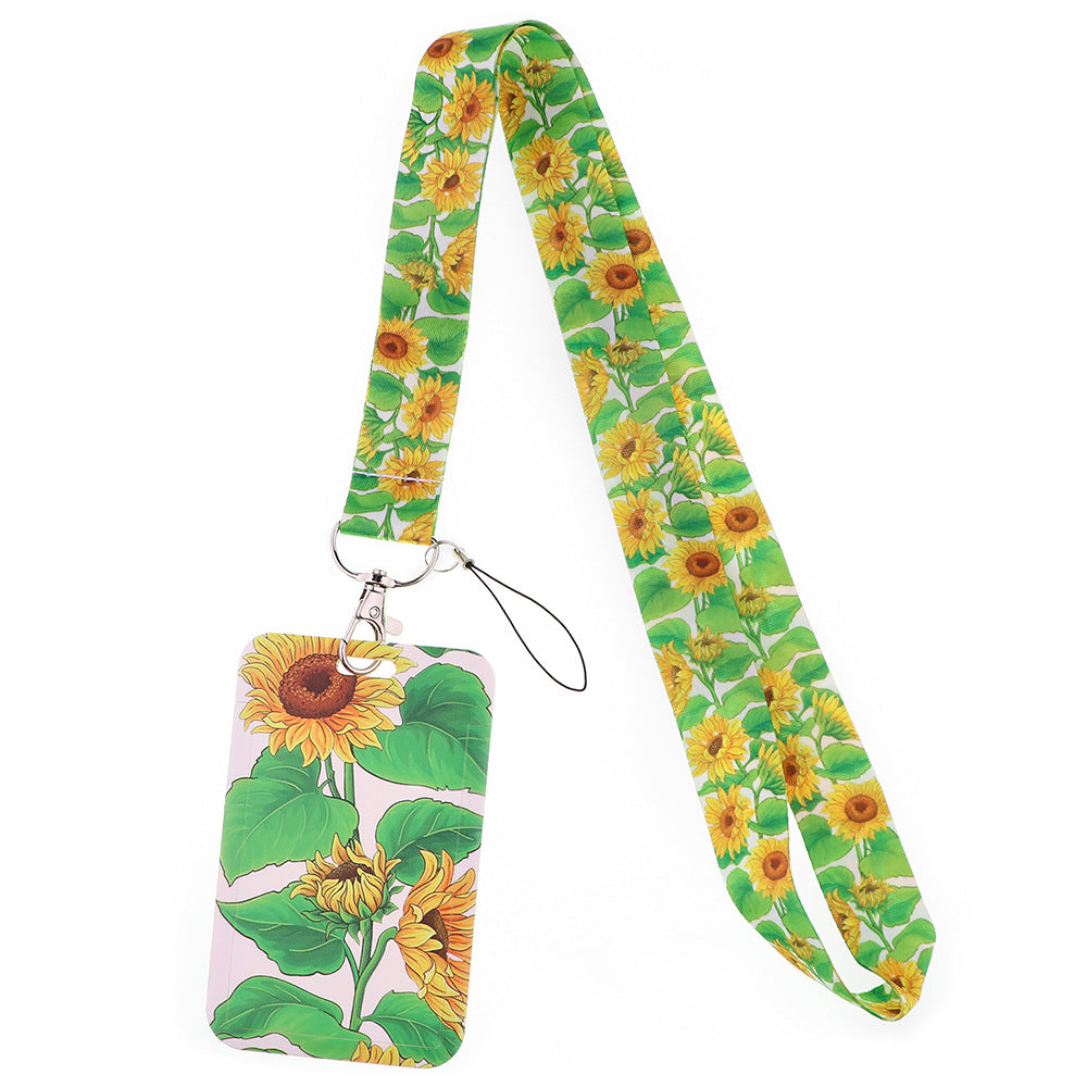Wholesale Polyester Sunflower Mobile Phone Lanyard Keychain