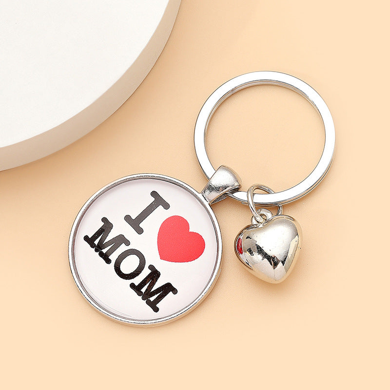 Wholesale Glass Mother's Day Love Time Stone Keychain