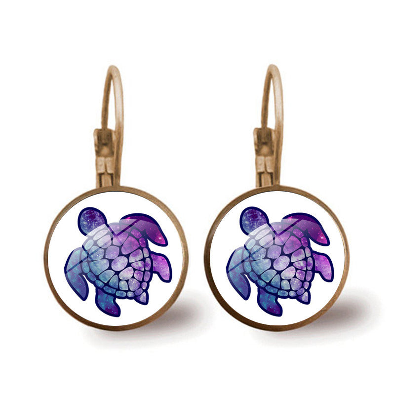 Wholesale Colored Sea Turtle Alloy Earrings
