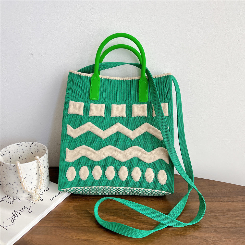 Bolsas de punto de punto bicolor de poliéster al por mayor