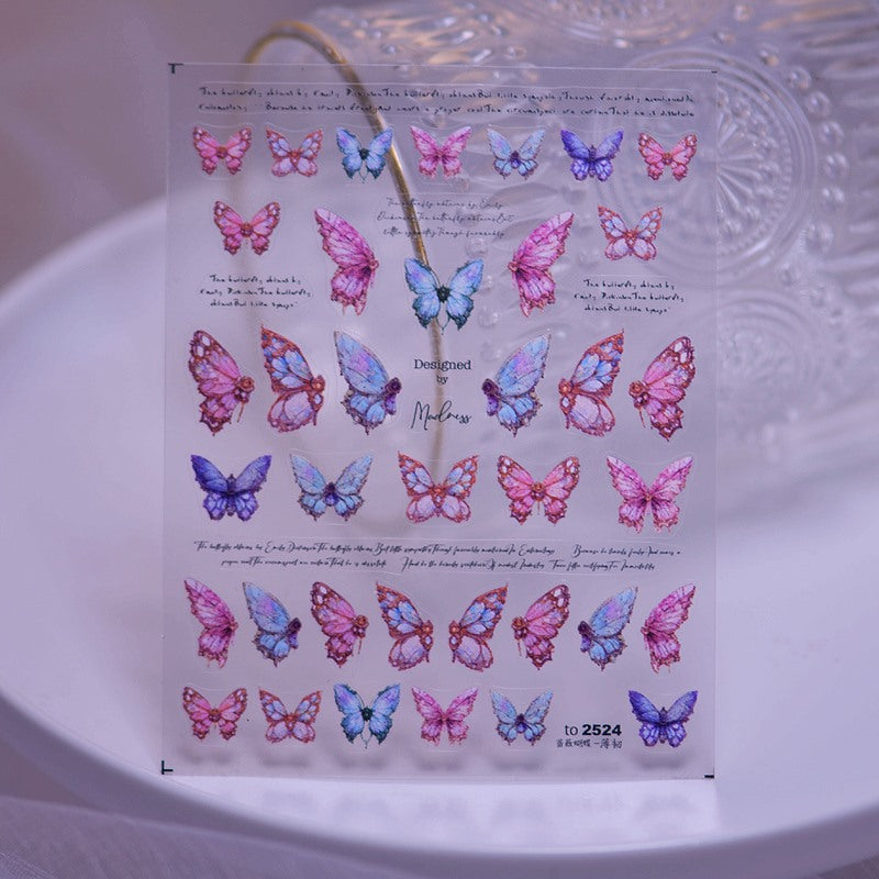 Wholesale 3D Stereo Embossed Rose Butterfly Sticker Nail Material Kit