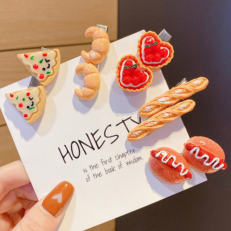Wholesale Acrylic Funny Food Hair Clips 10PCS