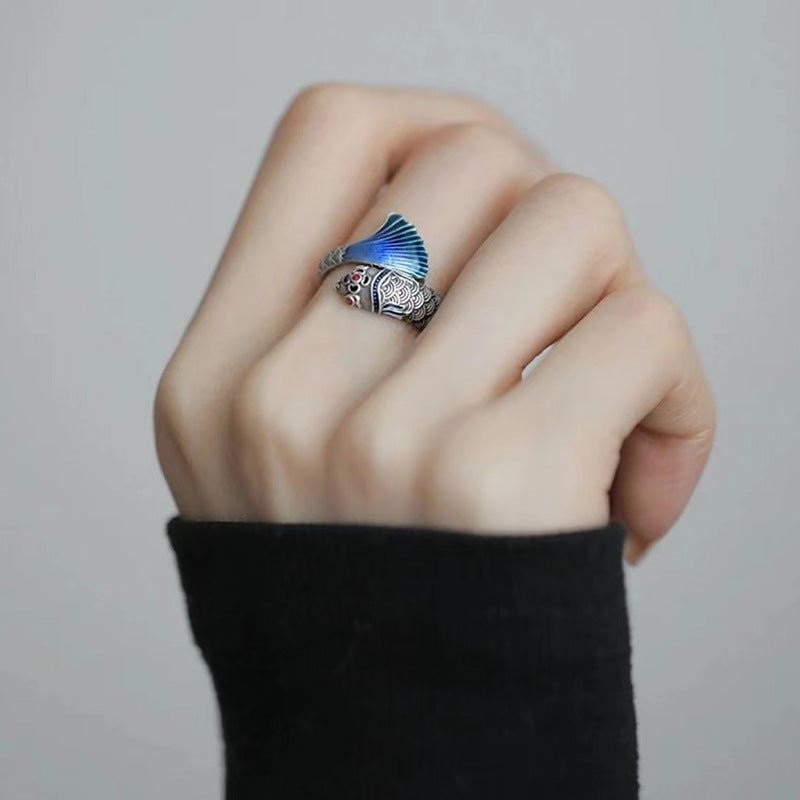 Wholesale Chinese Style Copper Plated Silver Opening Adjustable Ring