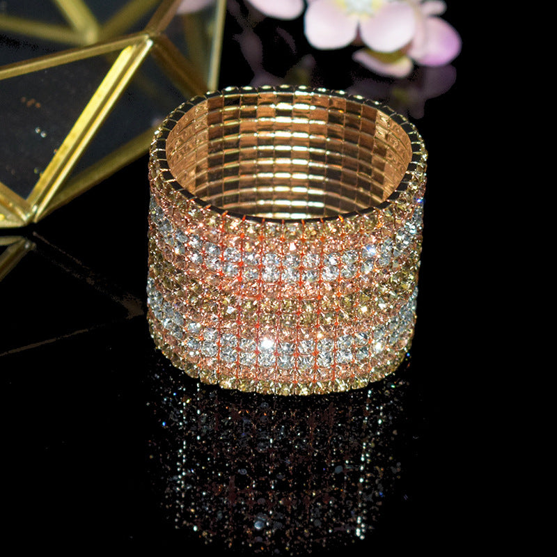 Conjunto de pulsera en capas de diamantes de imitación de cristal elástico al por mayor